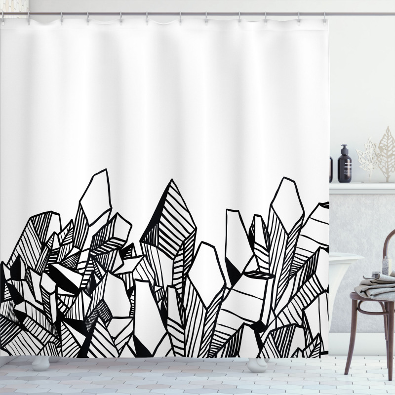 Hatched Crystals Drawing Shower Curtain