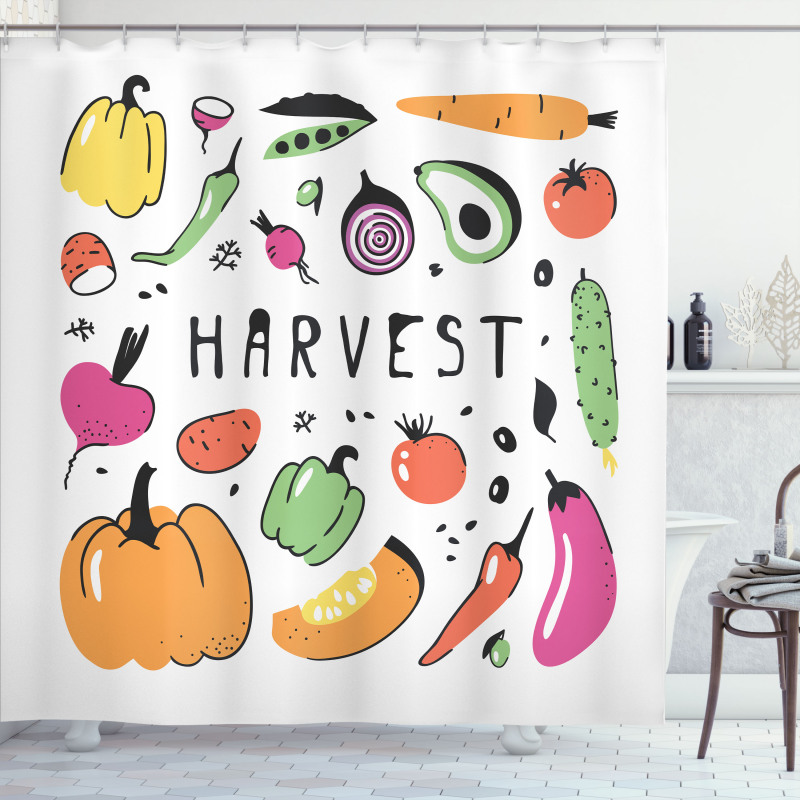 Drawing Fresh Food Shower Curtain