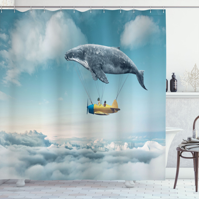 Dreamy View Whale Clouds Shower Curtain