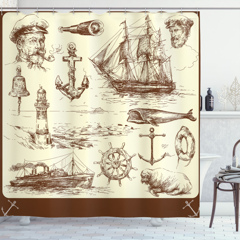 Oceanic Drawing Effect Shower Curtain