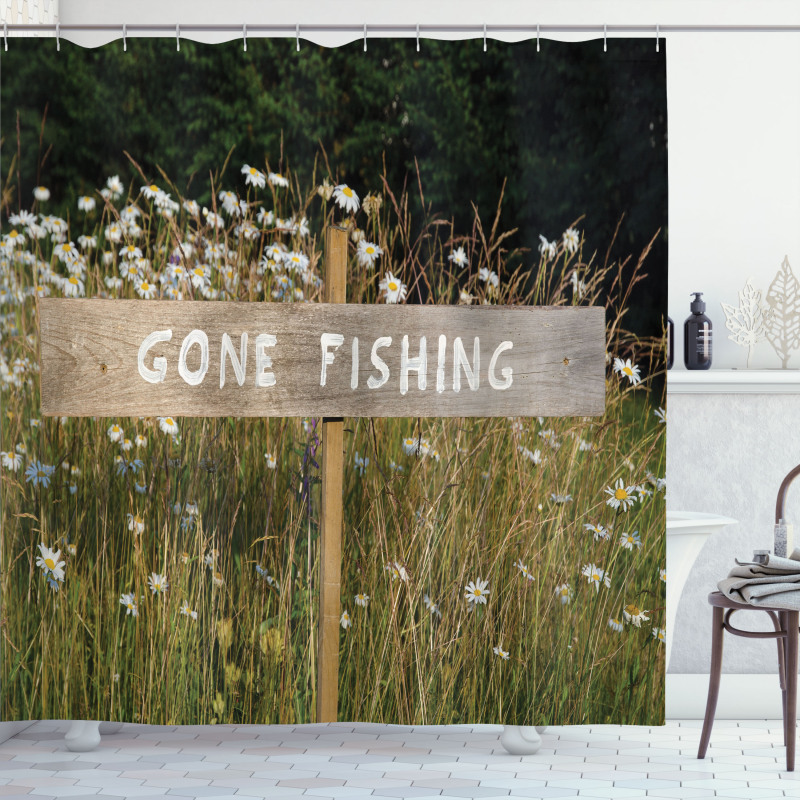 Sign Pole Among Field Shower Curtain