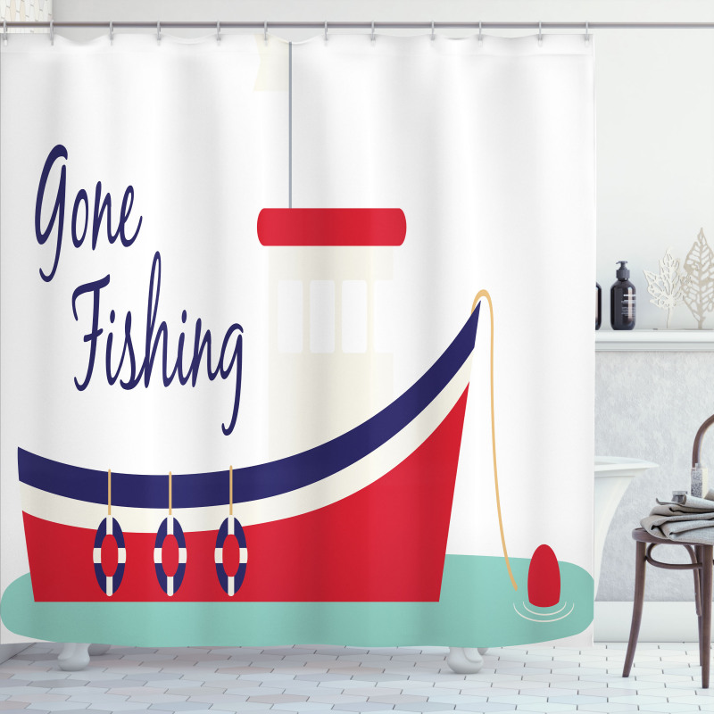 Cartoon Fishing Boat Shower Curtain