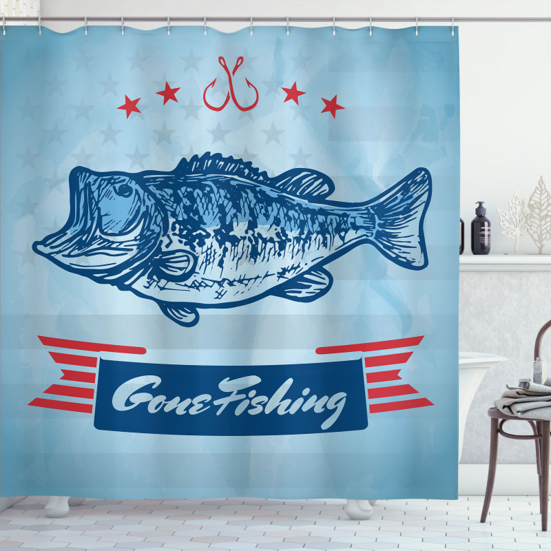 Throat Fish USA Flag Shower Curtain