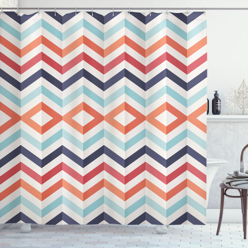 Zigzag Lines Stripes Shower Curtain