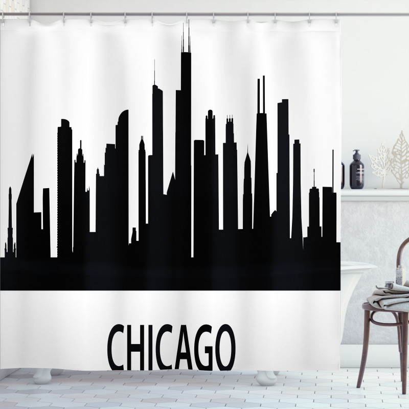 Chicago Line Silhouette Shower Curtain