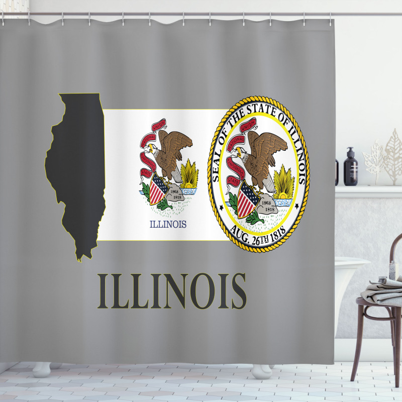 State Map and Flag Eagle Shower Curtain