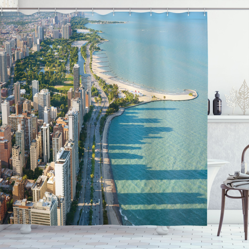 Aerial Vista Chicago City Shower Curtain