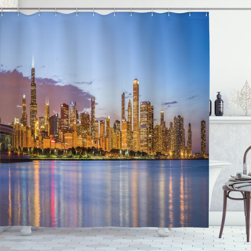 Night Panorama Skyline Shower Curtain