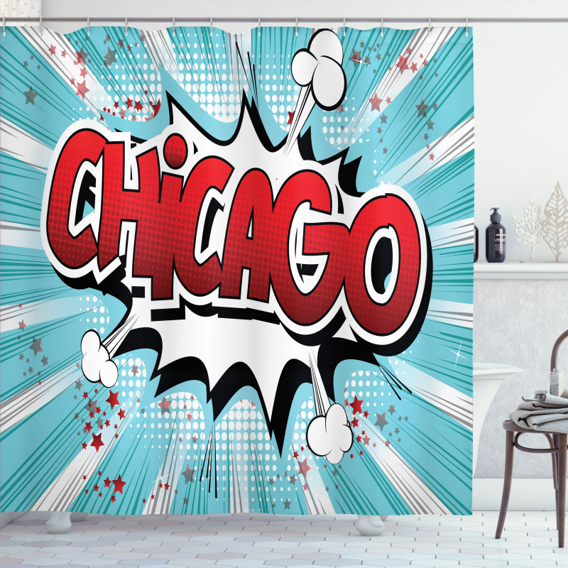 Pop Art Comic Book Chicago Shower Curtain