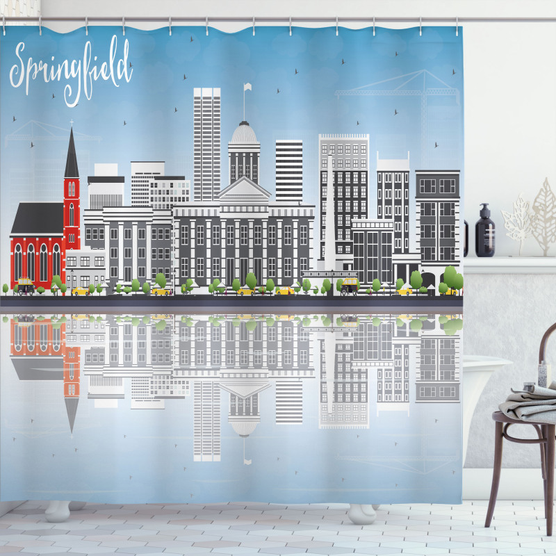 Modern Springfield Skyline Shower Curtain