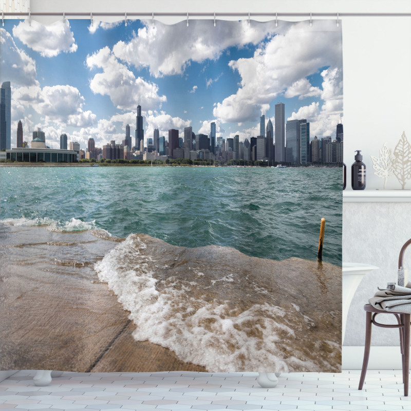 Chicago Skyline and Lake Shower Curtain