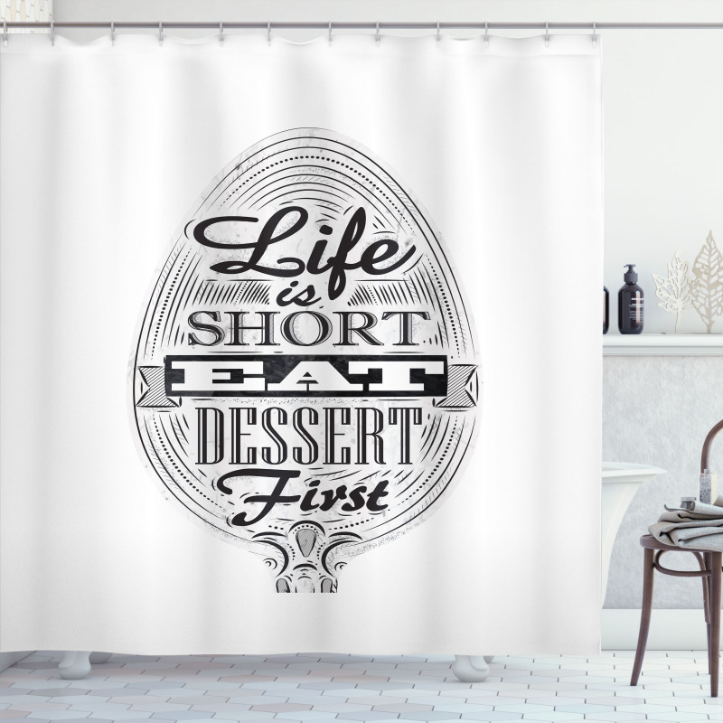 Retro Eat Dessert on Spoon Shower Curtain