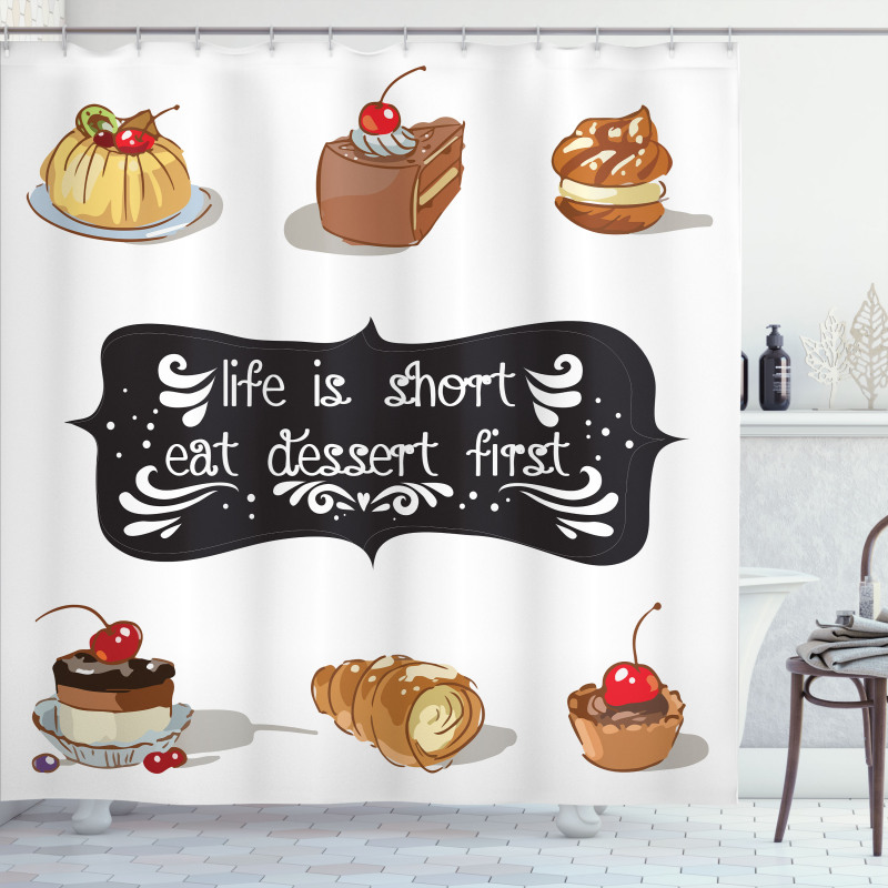 Various Dessert Doodle Shower Curtain