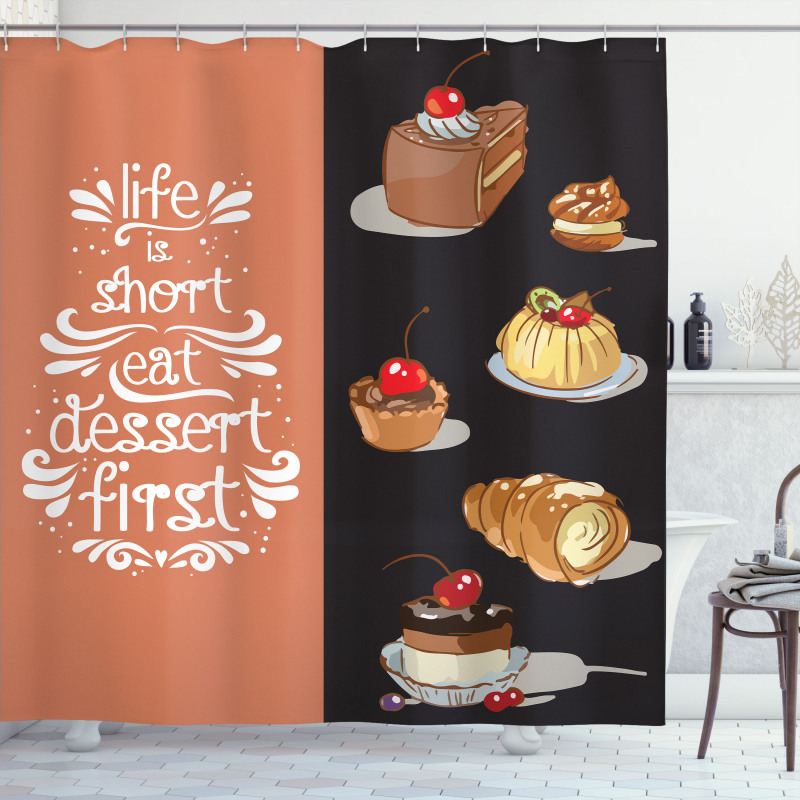 Art Doodle of Tasty Desserts Shower Curtain