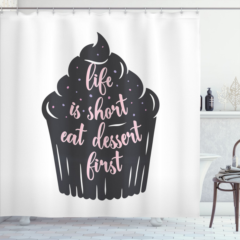 Cupcake Silhouette Dots Shower Curtain