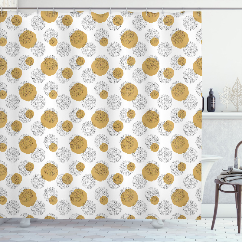 Brush Drawn Dots Rounds Shower Curtain