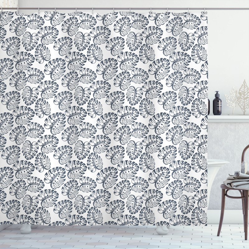 Sketchy Monstera Leaves Art Shower Curtain