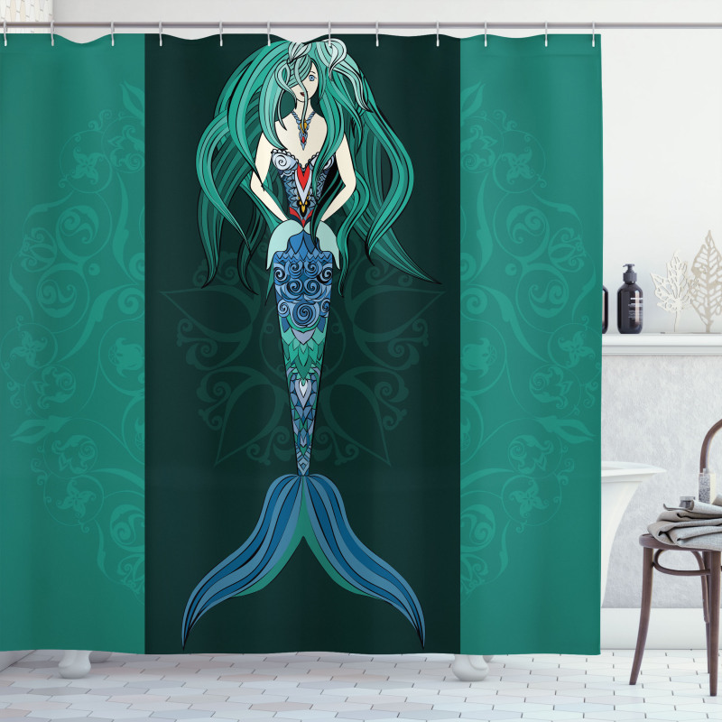 Hand Drawn Mermaid Shower Curtain
