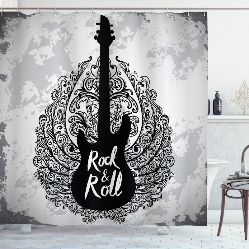 Retro Electric Guitar Shower Curtain