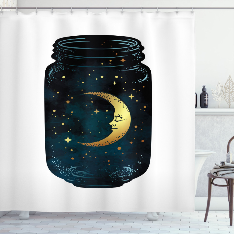 Crescent and Stars in Wish Jar Shower Curtain