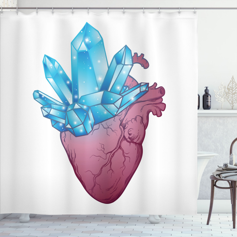 Crystal Growing from Heart Shower Curtain