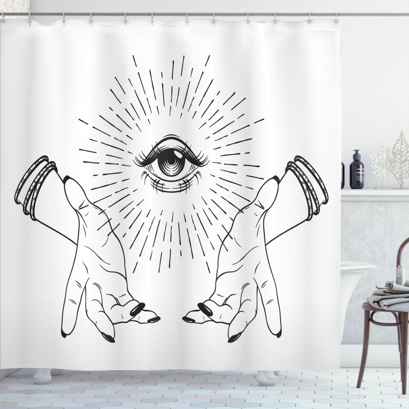 Mystical Themed Sketch Eye Shower Curtain