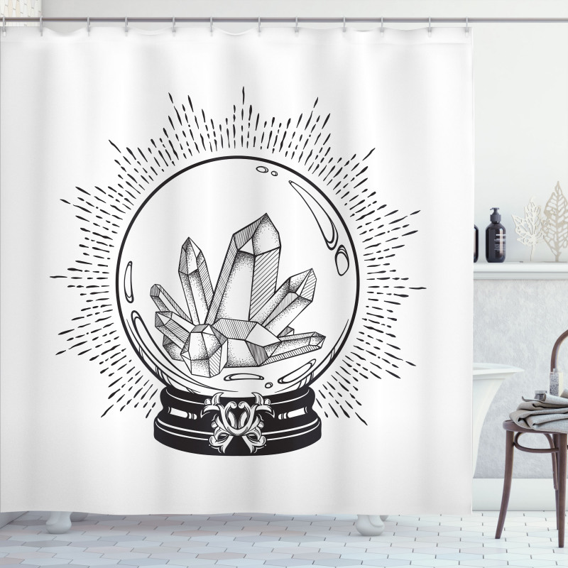 Crystal Ball with Gems Sketch Shower Curtain