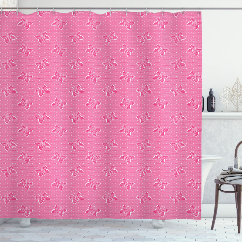 Spots Butterflies Shower Curtain