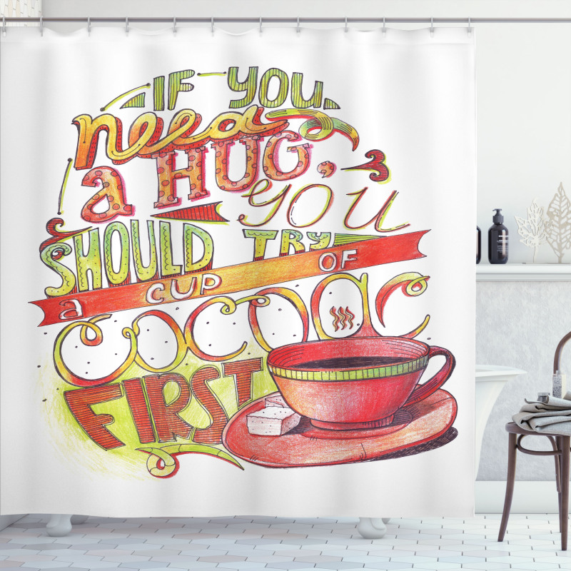 Retro Words About Love to Cocoa Shower Curtain