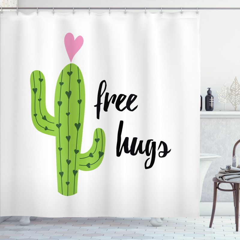 Cactus with Free Hug Words Shower Curtain