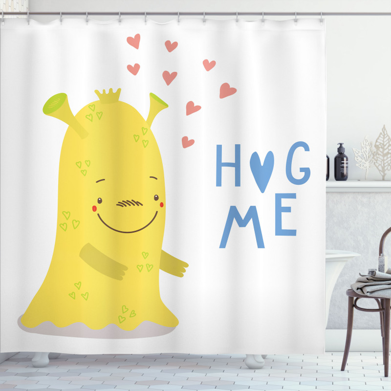 Monster and Hug Me Words Shower Curtain