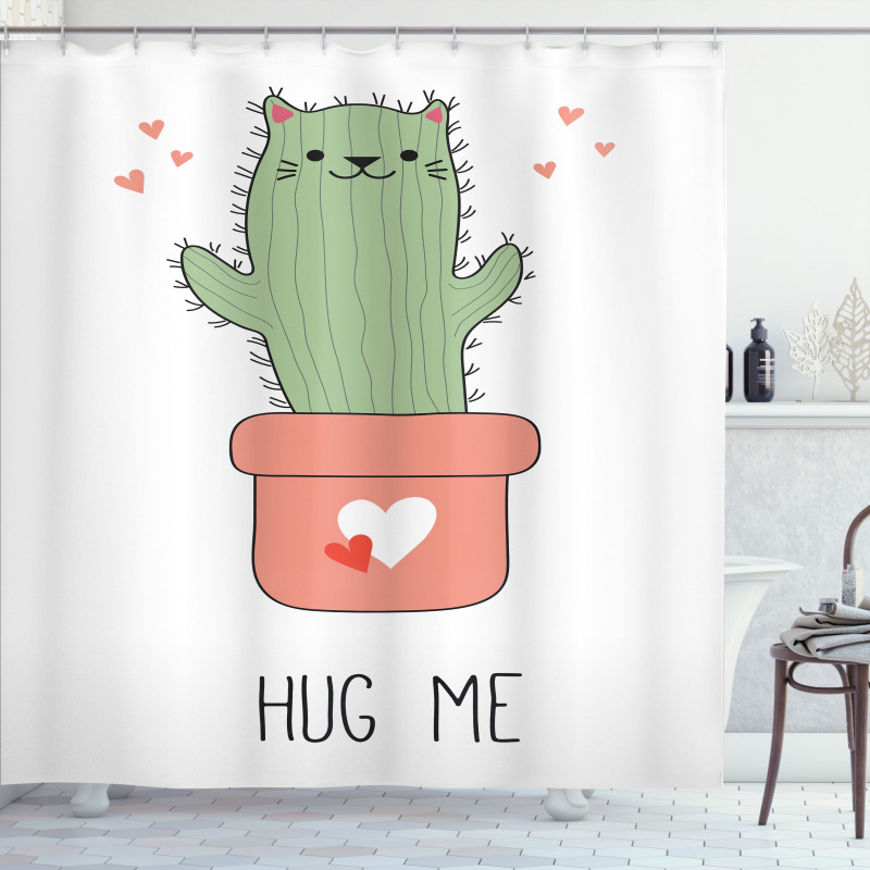 Funny Cactus Shape as Cat Shower Curtain