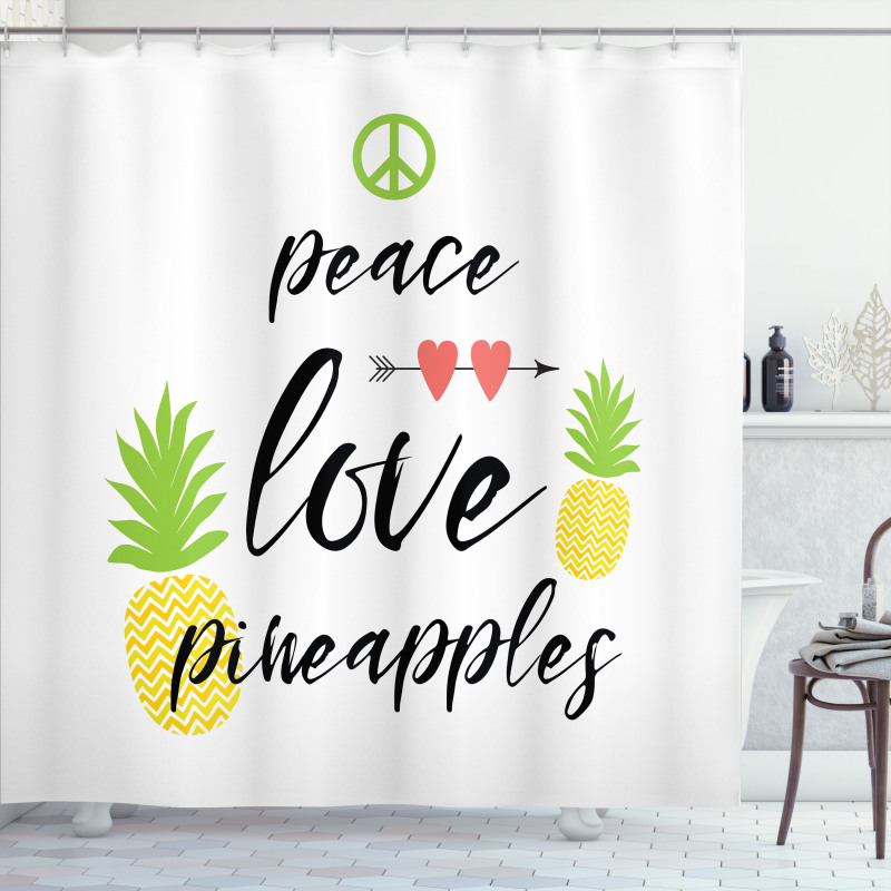 Peace Love Pineapples Shower Curtain