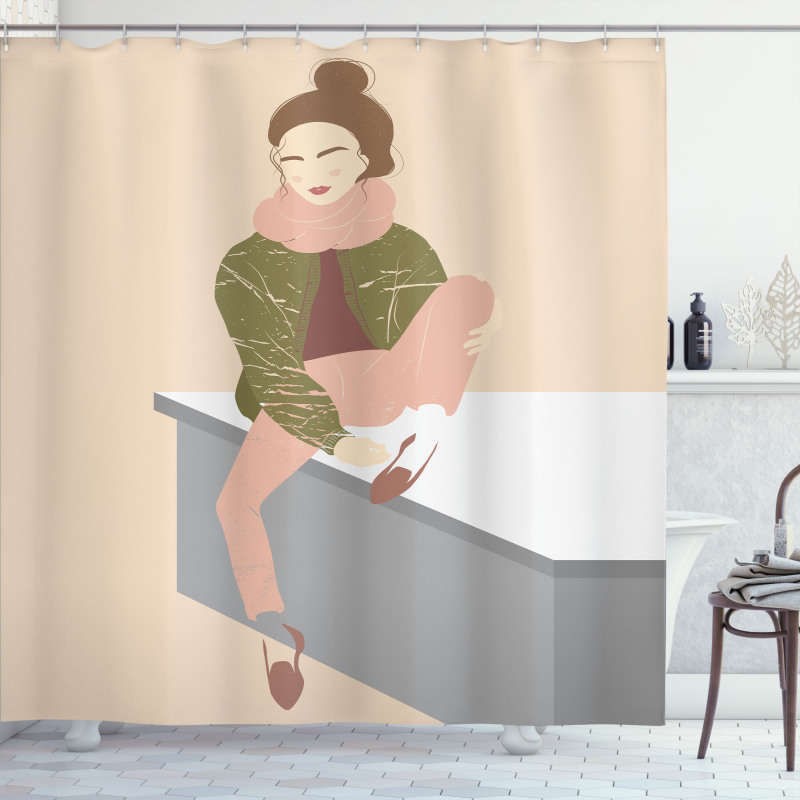 Young Girl with Bun Shower Curtain