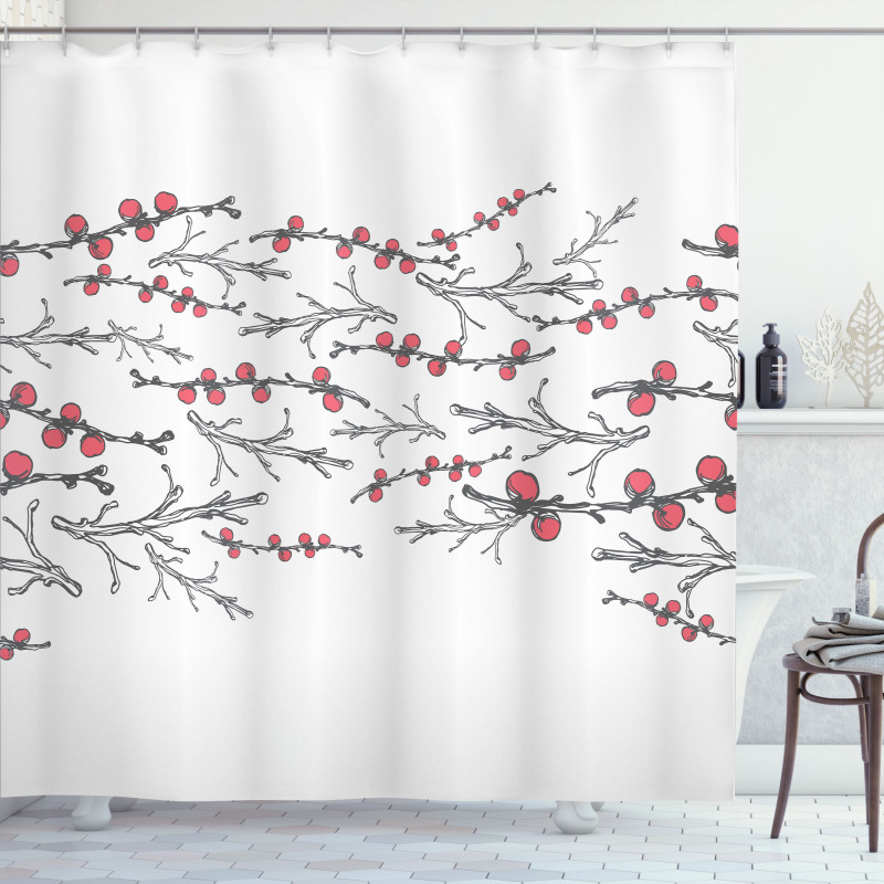 Branches of Winter Berry Shower Curtain