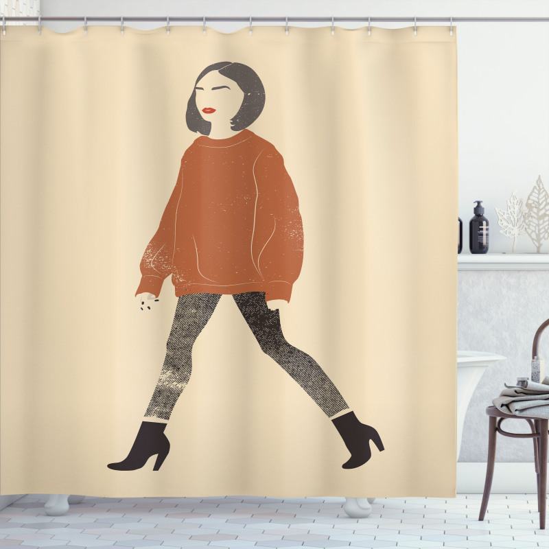 Girl in Fashionable Clothes Shower Curtain