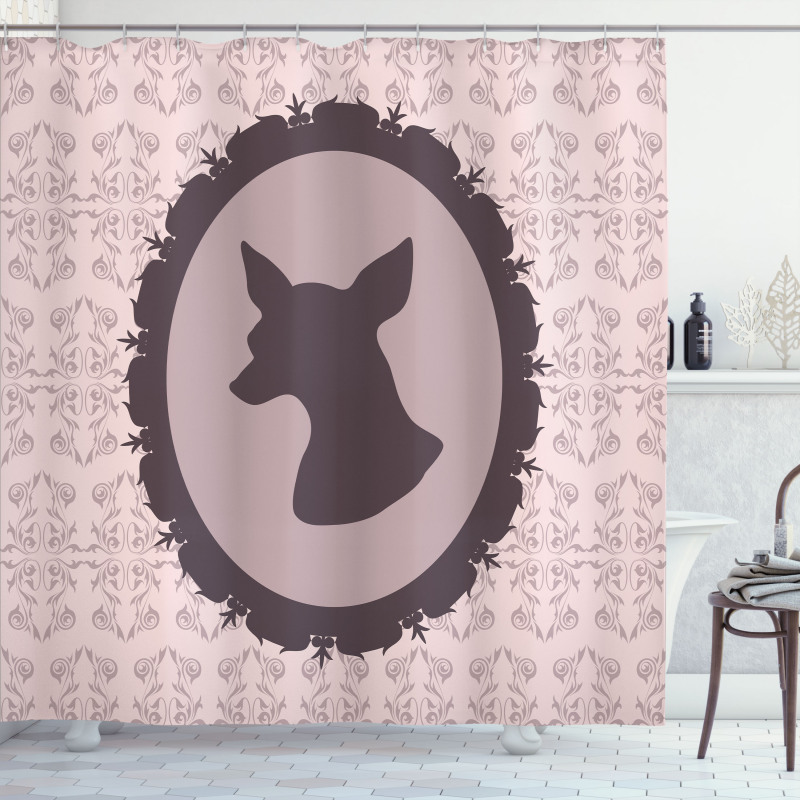 Dog Silhouette in Vintage Shower Curtain