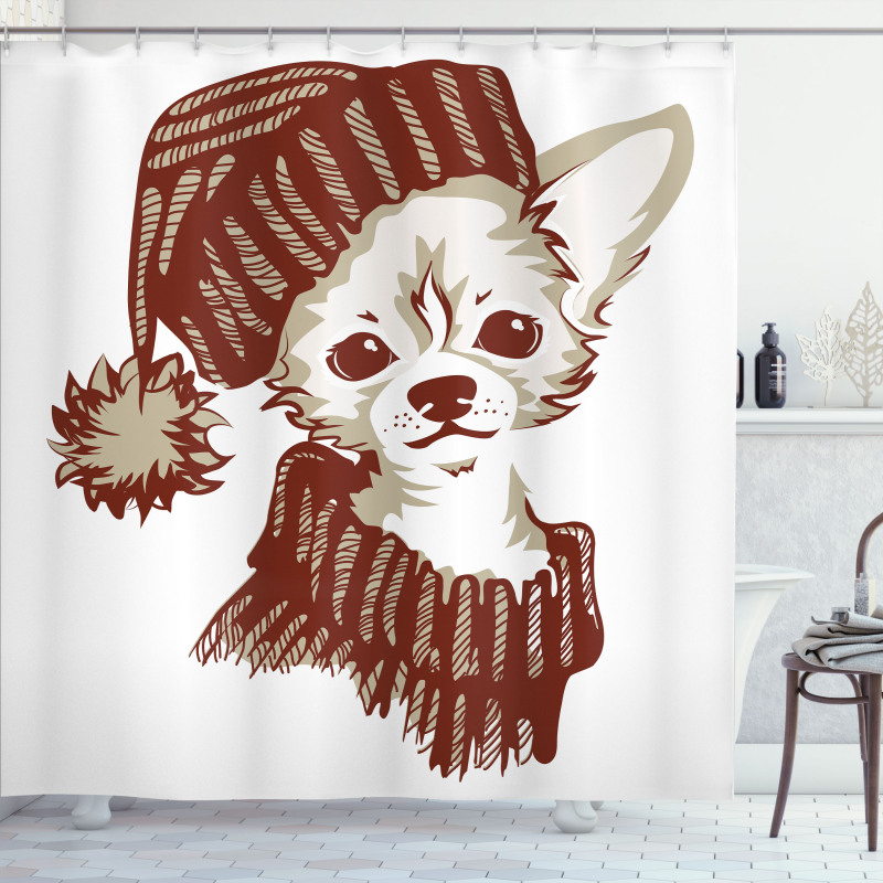 Puppy Hat and Pullover Shower Curtain