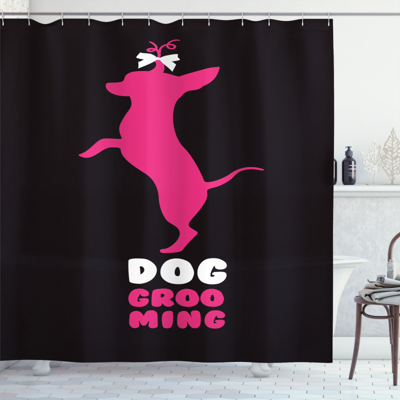 Dog Stands Funny Hair Bow Shower Curtain