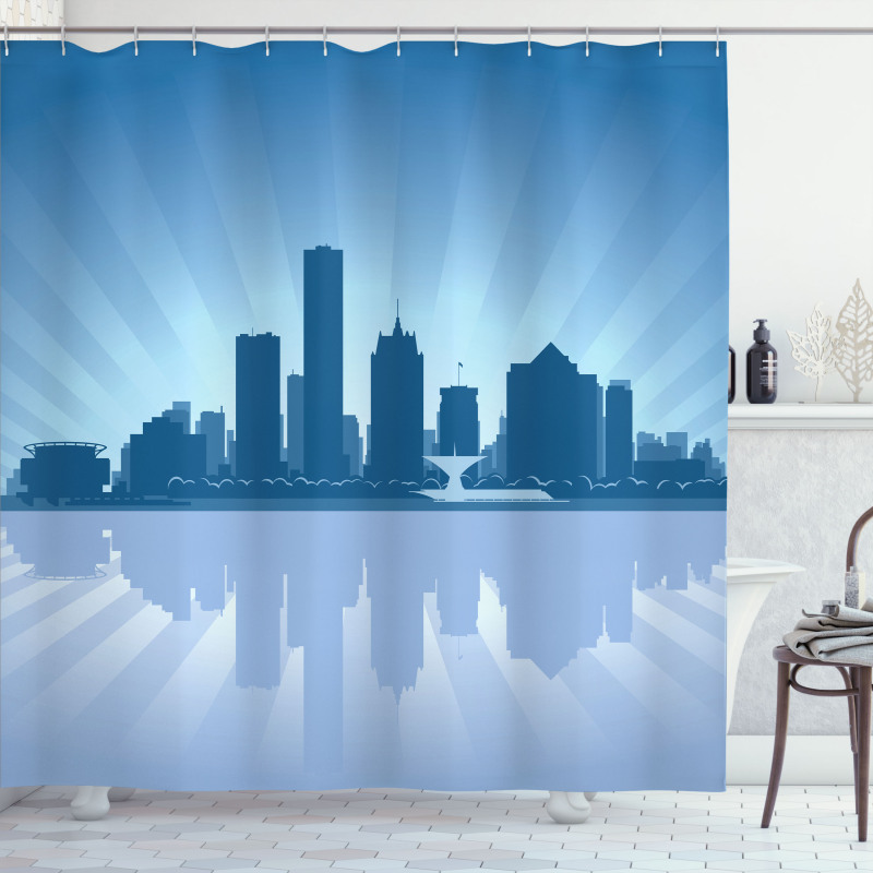 Retro Milwaukee Skyline Shower Curtain