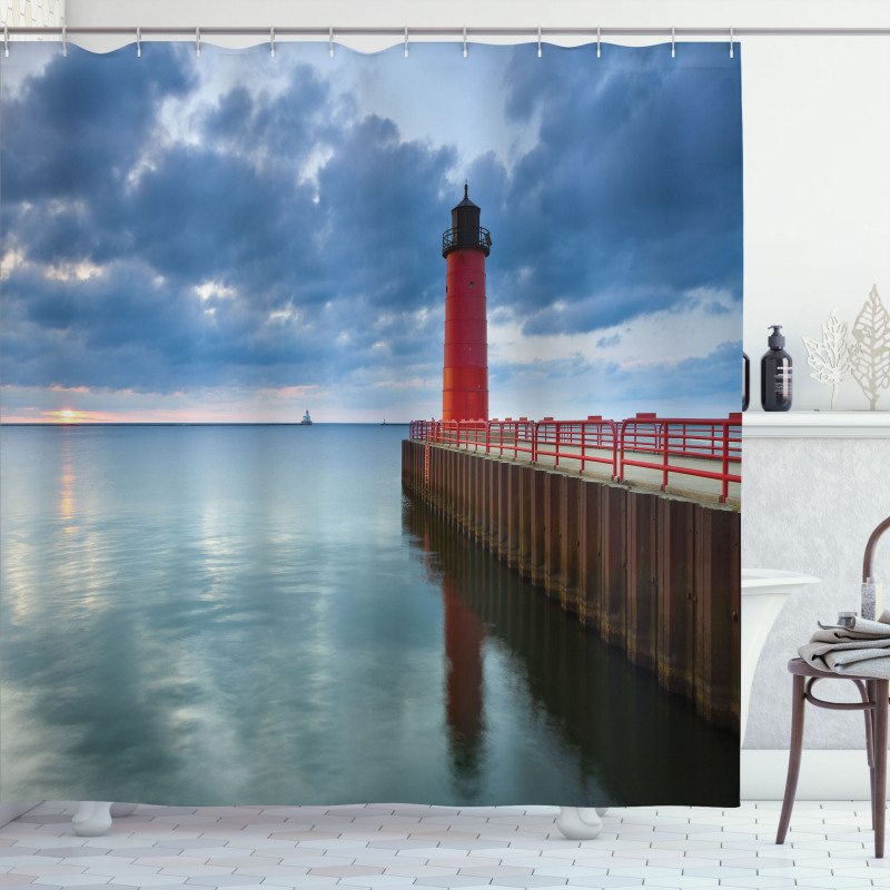 Dramatic Sky Lighthouse Shower Curtain