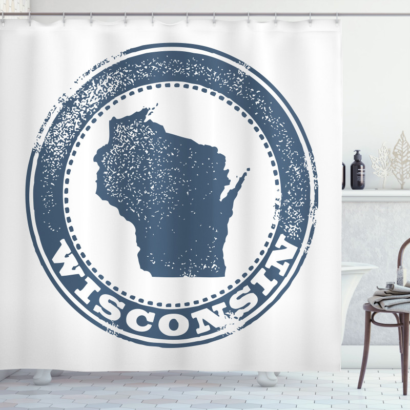 Map Retro Grunge Stamp Shower Curtain