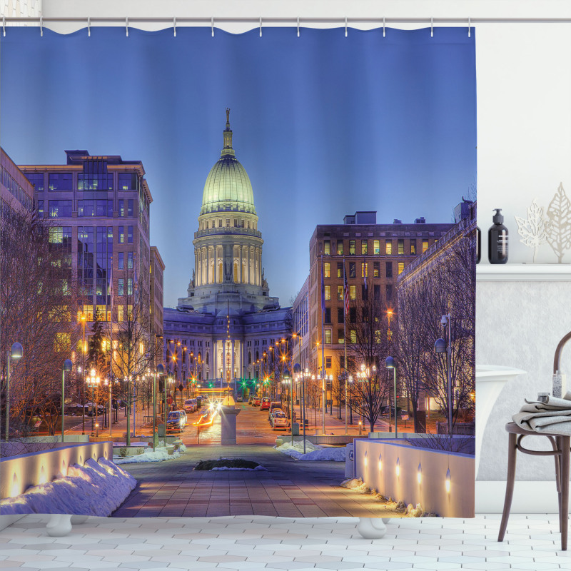 Landmark Building Winter Shower Curtain