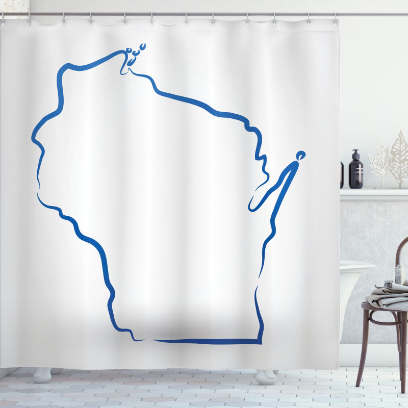 Simple Badger State Map Shower Curtain