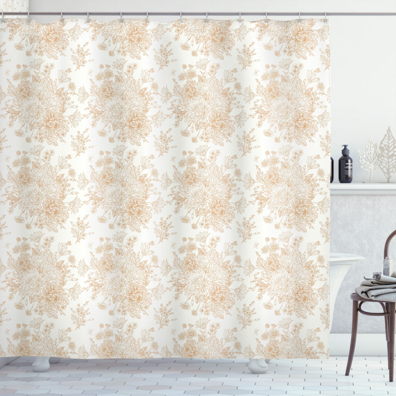 Soft Monochrome Bouquet Shower Curtain