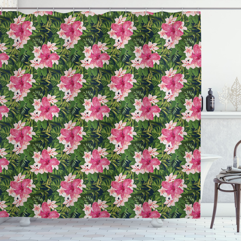 Blooming Hawaiian Jungle Shower Curtain