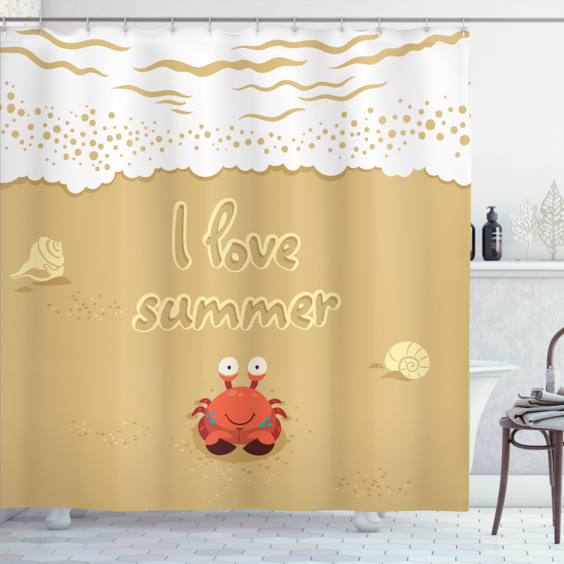 Cartoon Crab I Love Summer Shower Curtain