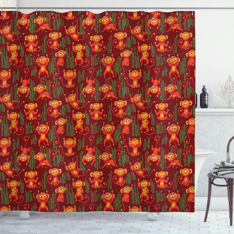 Funny Playful Monkeys Shower Curtain