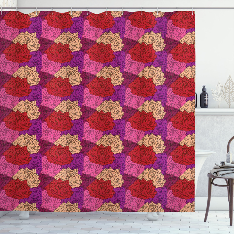Dotted Colorful Floral Image Shower Curtain