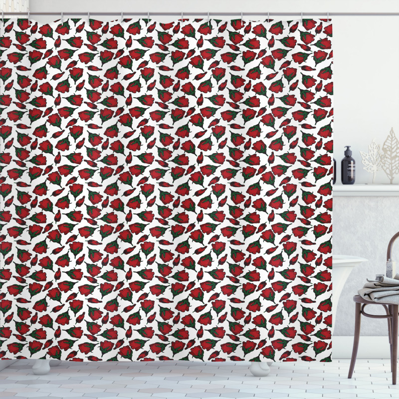 Valentines Day Petal and Buds Shower Curtain